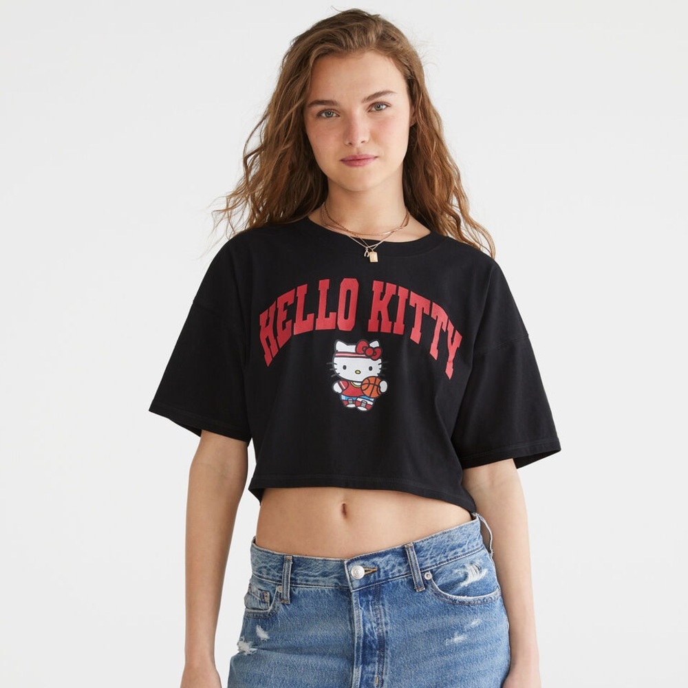 Hello Kitty Black Crop Top